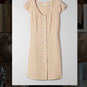 Aritzia Wilfred Tan Button Down Capulet Dress